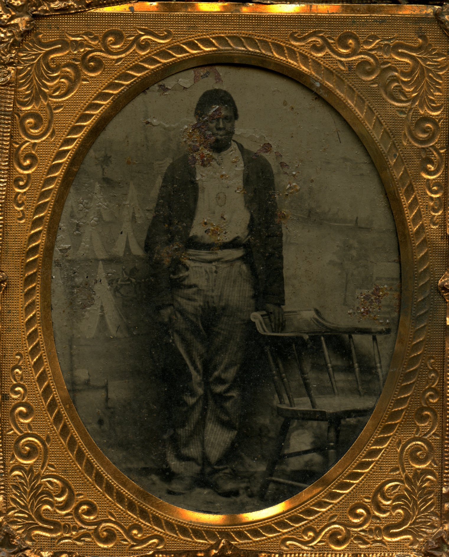Frederick Douglass Photograph in a Aged Gold Frame