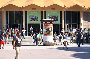 Students on campus at the University of California