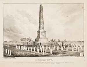 5. "Monument. 75 feet high containing 720 tons solid granite. Erected in the National Cemetery near Fortress Monroe by subscriptions of loyal citizen in northern cities in memory of Union soldiers who perished in the War of the Rebellion," lithograph by Currier & Ives (1865-1870). Courtesy of the American Antiquarian Society, Worcester, Massachusetts.