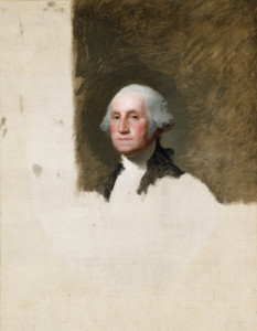 3. Gilbert Stuart, American, 1755-1828, George Washington (The Athenaeum Portrait), 1796. Oil on canvas, 47 ¾ x 37 in. (121.28 x 94 cm). National Portrait Gallery, Smithsonian Institution, NPG.80.115; owned jointly with the Museum of Fine Arts, Boston, William Francis Warden Fund, John H. and Ernestine A. Payne Fund, Commonwealth Cultural Preservation Trust. Photograph © August 26, 2015, Museum of Fine Arts, Boston. Jointly owned by the Museum of Fine Arts, Boston, and the National Portrait Gallery, Washington, D.C. 1980.1.