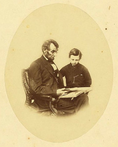  1. The book that Lincoln held in his lap in the Mathew Brady studios was a photograph album. However, in most reproductions of the image, the book is either captioned as, or made to look like, a Bible. The 1865 Currier & Ives' lithograph based on the pose was titled President Lincoln at Home, Reading the Scriptures to His Wife and Son. One can see the deliberate visual changes made by the artisans reproducing the image by comparing two engravings published by H.B. Hall. Look closely at the visual detail of the books: the first reproduces the book as a photo album, the second as a Bible. Lincoln himself worried over the book's falsely "biblical" appearance. In Lincoln in Photographs, Lloyd Ostendorf relays Lincoln's concern that any visual fabrications representing the photo album as a Bible would amount to "a species of false pretence." Lincoln's brief but suggestive comment makes explicit what the photograph's changing nature asserts implicitly: images can and do lie.