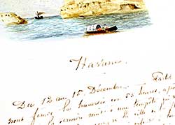 2. Detail of journal by Henri de Büren, with watercolor of Havana Harbor (1852). Photograph courtesy of the author.