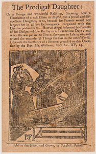 6. "The Prodigal Daughter Revived," Peter Fleet, woodcut, 1736. Courtesy Harvard Art Museums/Fogg Museum, Gift of Rona Schneider, M23577. Photograph: Imaging Department © President and Fellows of Harvard College, Cambridge, Massachusetts.