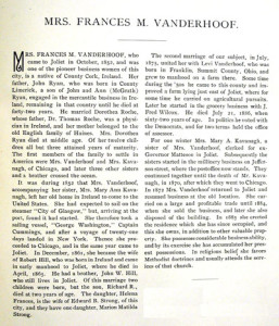 Fig. 2. Biography of Mrs. Frances M. Vanderhoff. From The Genealogical and Biographical Record of Will County, Illinois (Chicago, 1900). Courtesy of the American Antiquarian Society.