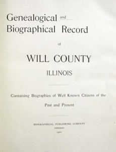 Fig. 3. Title page of The Genealogical and Biographical Record of Will County, Illinois (Chicago, 1900). Courtesy of the American Antiquarian Society.