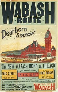 Fig. 2. Lithograph: Wabash Route Dearborn Station. Advertisement for the New Wabash Depot at Chicago, Polk Street between Clark and LaSalle. Courtesy of Chicago Historical Society, ICHi-05257.