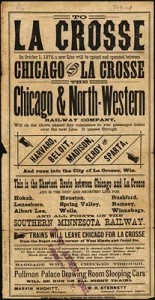 Fig. 6. Broadside: Chicago and Northwestern Railway Company, 1876. Courtesy of Chicago Historical Society, ICHi-35822.