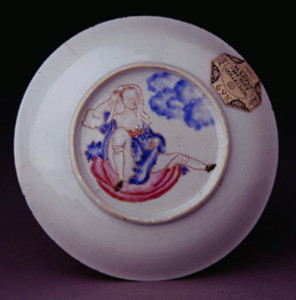 Fig. 3b. Saucer (bottom side), ca. 1730. Porcelain, 7/8 x 4 5/8 x 4 5/8 inches. Courtesy, Winterthur Museum, Gift of Mr. Charles K. Davis.