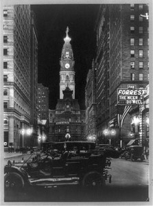 Fig. 7. "Night View of Philadelphia City Hall" (ca. 1916). Courtesy of the Prints and Photographs Division, Library of Congress, Washington, D.C.