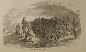 Fig. 3. "Native Congregation in 1823" from Anderson, The Hawaiian Islands. Courtesy of the American Antiquarian Society.
