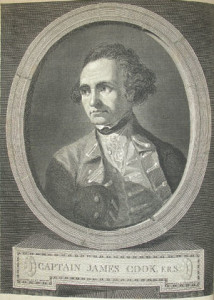 Fig. 2. Captain James Cook, painted by W. Hodges, engraved by J. Basire, 1777. Frontispiece of James Cook, A Voyage toward the South Pole and Round the World (London, 1777), vol. 1. Courtesy of the American Antiquarian Society.