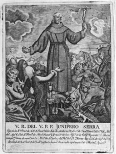 Fig. 2. Woodcut of Serra from Palóu’s Relación histórica (1787). This item is reproduced by permission of the Huntington Library, San Marino, California.