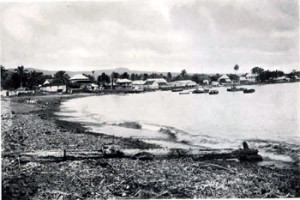 Fig. 1. A view of the Beach at Apia, around 1900. From Llewella Pierce Churchill, Samoa 'Uma: Where Life Is Different (New York, 1902), collection of the author.