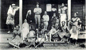 Fig. 3. Robert Louis Stevenson, family, and friends at his house in Samoa. From Moors, With Stevenson in Samoa, collection of the author.
