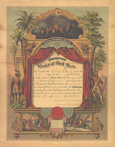 Fig. 3. Certificate of Membership, Improved Order of Red Men. Ehrgott & Krebs, lith. (Cincinnati, 1873). Courtesy of the American Antiquarian Society. 