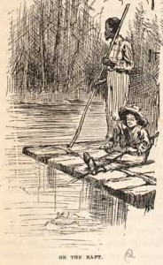"On the Raft," E. W. Kemble, eng., 1844. Page 95 from The Adventures of Huckleberry Finn by Mark Twain (Samuel Clemens), New York, 1885. Courtesy of the American Antiquarian Society, Worcester, Massachusetts.