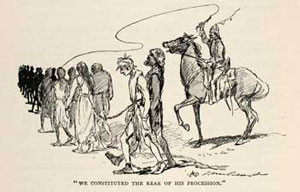 5. "We Constituted the Rear of His Procession," Daniel Beard, illustrator, page 450, A Connecticut Yankee in King Arthur's Court by Mark Twain, New York, 1889. Courtesy of the American Antiquarian Society, Worcester, Massachusetts.