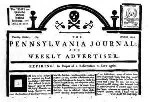 Pennsylvania Journal and Weekly Advertiser. Broadside (October 31, 1765). Courtesy of the collection of the New-York Historical Society. Click on this image for a PDF download. 