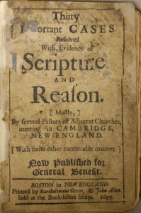 Title page from Thirty Important Cases Resolved with Evidence of Scripture and Reason, by Cotton Mather (1699). Courtesy of the American Antiquarian Society.