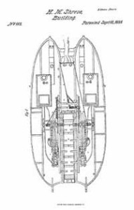 Plan for Henry Shreve’s snag boat. Patent No. 913, September 12, 1838. To read Shreve’s description of the boat and its operation, enter "913" in the "Query" box at he USPTO Patent Full-text and Image Database.. Courtesy of the United States Patent and Trademark Office.