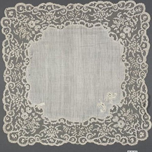 Handerkerchief, Irish lace, 19th century. Courtesy of the Metropolitan Museum of Art. The Nuttall Collection, gift of Mrs. Magdalena Nuttall, 1908 (08.180.918). Photograph © 1998 The Metropolitan Museum of Art.