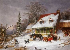Fig. 4. Country Farmhouse in Winter (1857). Cornelius Krieghoff (1815-1872). Courtesy of the Emily Dickinson Museum: the Homestead and the Evergreens. Amherst, Mass.