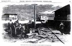 Fig. 5. Harry Ogden and Walter Yaeger, "The View of the Town of Sydney, the Nearest Railroad Station to the Black Hills." From Frank Leslie’s Illustrated Newspaper (September 22, 1877). Courtesy of the Library of Congress.