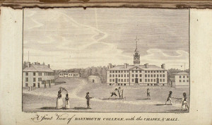 A Front View of Dartmouth College, with the Chapel, & Hall, engraved by S. Hill from a sketch by J. Dunham, Massachusetts Magazine 5 (February 1793). Courtesy of the American Antiquarian Society.