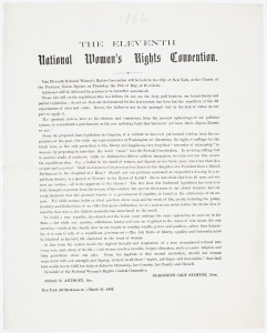 4. Broadside, call for  “The Eleventh National Woman’s Rights Convention,” where Harper made her famous speech (New York, 1866). Courtesy of the American Antiquarian Society, Worcester, Massachusetts.