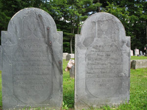 Fig. 1. Gravestones of Amos and Violet Fortune, Old Burying Ground, Jaffrey, New Hampshire. Photograph courtesy of the author.