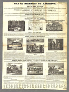 "Slave Market of America," William S. Dorr, 67 x 50 cm., broadside published by the American Anti-Slavery Society (New York, 1836). Courtesy of the Broadside Collection at the American Antiquarian Society, Worcester, Massachusetts. Click image to enlarge in new window.