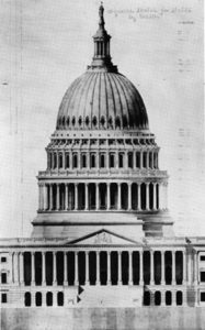 Fig. 2. "Original Sketch for Statue of U.S. Capitol Elevation," Thomas U. Walter. Salted paper photo print (1855). Courtesy of the Library of Congress, Washington, D.C.