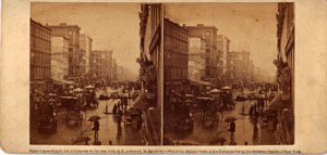 Fig. 6. "Broadway on a Rainy Day [looking north]," E. & H. T. Anthony, Anthony's Instantaneous Views No. 188 (1859), author's collection.
