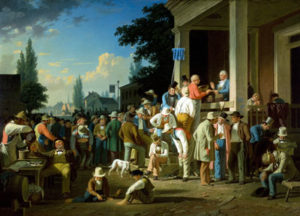 Fig. 1. County Election, Charles Caleb Bingham, oil on canvas, 32 x 52 in. (1852). Courtesy of the Saint Louis Art Museum (Gift of Bank America), Saint Louis, Missouri.