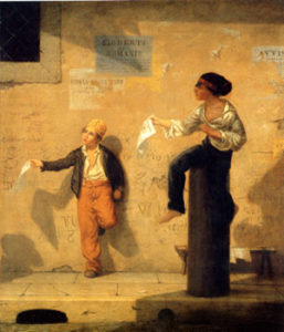 Fig. 5. Roman Newsboys, Martin Johnson Heade, oil on canvas, 28 1/2 x 24 5/16 in. (1848). Courtesy of the Toledo Museum of Art, Toledo, Ohio (Purchased with funds from the Florence Scott Libbey Bequest in Memory of her father, Maurice A. Scott, 1953.68.) Photo Credit: Photography, Incorporated (Ray Sess and Carl Schultz).