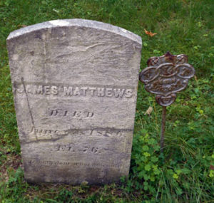 11. James Matthews' gravestone in Hallowell Village Cemetery. Photograph courtesy of Sam Weber.