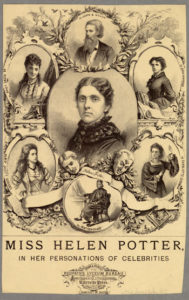 Gough became a national celebrity on the lecture circuit, and the subject of impersonations by another popular performer, Miss Helen Potter. "Miss Helen Potter, in her Personations of Celebrities," lithograph by Armstrong & Co., drawn and printed for Redpath's Lyceum Bureau, image and text 28 x 18 cm., on sheet 28 x 18 cm. (Boston, between 1887 and 1898). Courtesy of the American Antiquarian Society, Worcester, Massachusetts.