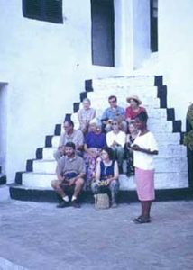Fig. 11. Church group preparing to take commemorative photograph at Elmina. This is one of the popular spots for taking group pictures at Elmina.