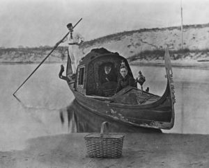 Figure 11. George Fowler and members of the Moran family in the gondola on Hook Pond, undated photograph. Courtesy of The Mariners’ Museum, Newport News, VA.