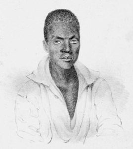 Fig. 6. A much less dramatic sketch of Cinqué, commissioned by the New York Sun while he was awaiting trail in New Haven in 1839. The faint outline of a Byronic collar hints at his future status as a rebel icon. Courtesy of the Library of Congress, Prints and Photographs Division.