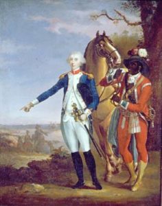 Fig. 1. John-Baptiste Paon's portrait of General Lafayette accompanied by his orderly James Armistead. Courtesy of the Lafayette College Museum, Easton, Pa.