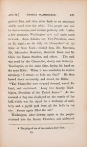 Page citing the phrase, "I swear; so help me, God!" p. 225, taken from Life of George Washington. Written for Children, by E. Cecil (Boston, 1859). Courtesy of the American Antiquarian Society, Worcester, Massachusetts.