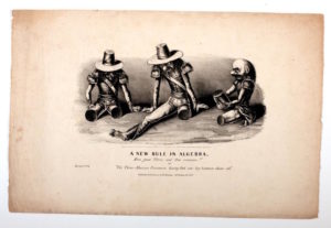 1. “A New Rule in Algebra,” lithograph published by E. Jones & G.W. Newman (New York, 1846). Courtesy of the Political Cartoon Collection, American Antiquarian Society, Worcester, Massachusetts. A New York lithographic firm humorously depicts three Mexican prisoners of war staring in comic disbelief at their amputated limbs. During the Mexican War, the “annexation” and “dismemberment” of Mexican territory by the U.S. was symbolized by images of bodily punishment of Mexican soldiers. 