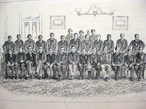 Group portrait of the assembled amateurs at the 1882 National Amateur Press Association convention in Detroit, from H. H. Ballard, "A Convention of Amateur Journalists," St. Nicholas (July 1882): 708. Herbert A. Clarke is in the second row, third person from the right. Courtesy of the American Antiquarian Society, Worcester, Mass.