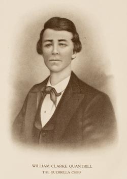 "William Clarke Quantrill: The Guerrilla Chief," photograph taken from a tin-type made at the beginning of the war, frontispiece, Quantrill and The Border Wars, William Elsey Connelley, Torch Press, Cedar Rapids, Iowa (1910).