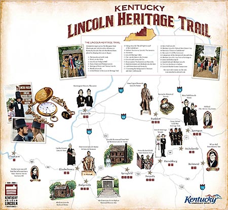 "Kentucky: Lincoln Heritage Trail," front of map (2008). Original design by Christina Hobbs and Mike Duck. Courtesy of the Kentucky Department of Tourism.