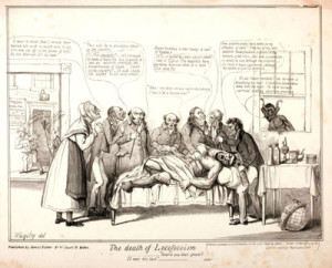 "The Death of Locofocoism," lithograph by David Claypoole Johnston, published by James Fisher (Boston, ca. 1840). Courtesy of the Political Cartoon Collection, American Antiquarian Society, Worcester, Massachusetts. Click image to enlarge in new window.