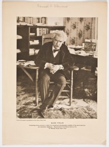 “Mark Twain,” mezzo-gravure by Mezzo-Gravure Co. after photograph by Pach Bros, (New York, c. 1900). Courtesy of the American Antiquarian Society, Worcester, MA. 