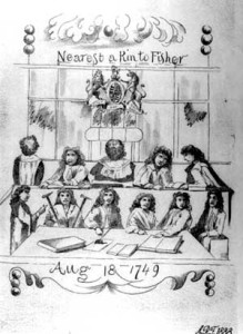 Fig. 5. Annie Richards Fisher Thayer redrew the tavern sign pencil sketch in 1888. Her depiction of the image includes detail that can no longer be captured in a photographic reproduction of the original (from Samuel Briggs, ed., The Essays, Humor, and Poems of Nathaniel Ames, 1891).