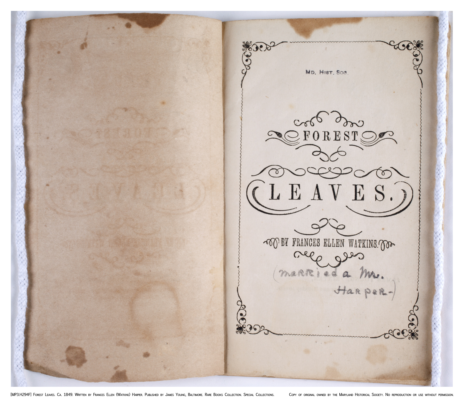 Lost no More: Recovering Frances Ellen Watkins Harper's* Forest Leaves -  Commonplace - The Journal of early American Life